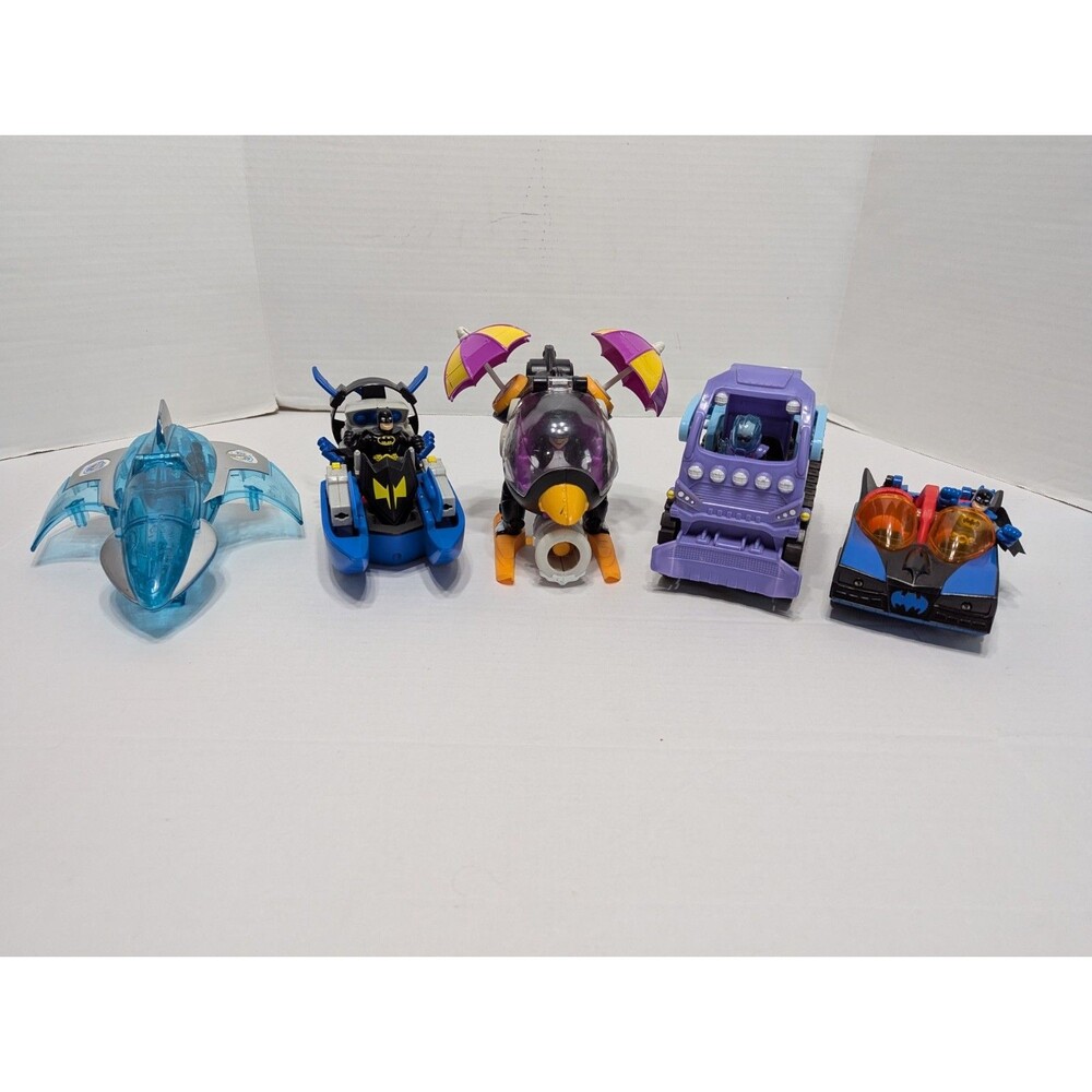 Imaginext DC Super Friends Batmobile Lot of 5 Vehicles Cars w/Action Figures